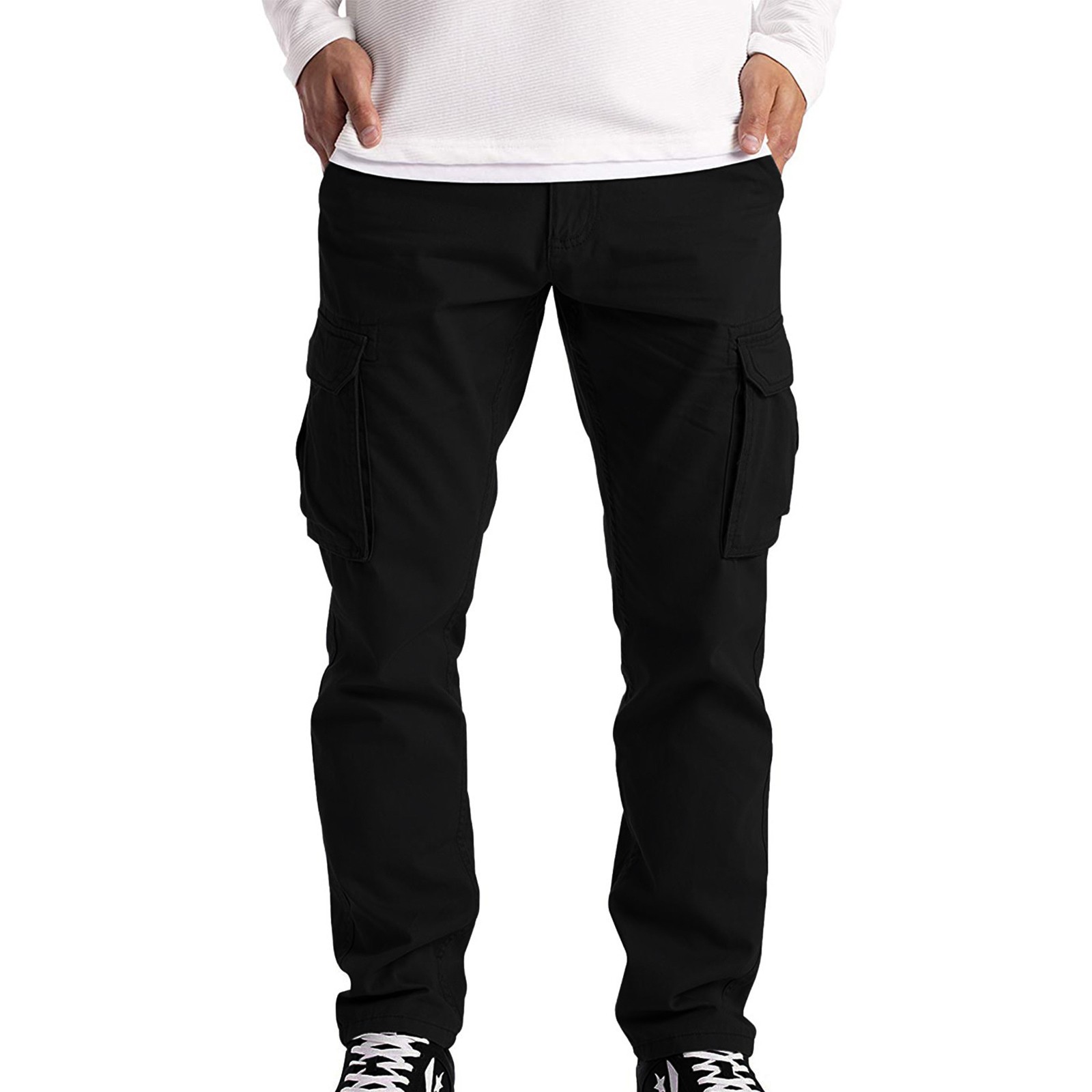 thumbnail image 4 of Pantalones cargo de trabajo para hombre: 6 bolsillos, poliéster, cintura media, para todas las estaciones, tallas S-XXXXXL., 4 of 8
